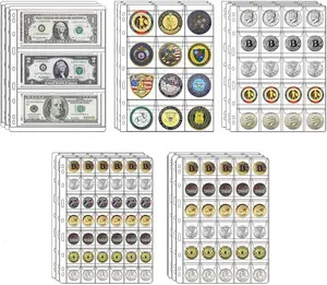 थोक 9-होल पीवीसी पारदर्शी 6 9 12 20 30 42 पॉकेट सिक्का संग्रह पृष्ठ कलेक्टर एल्बम शीट कलेक्टरों के लिए आस्तीन पेज