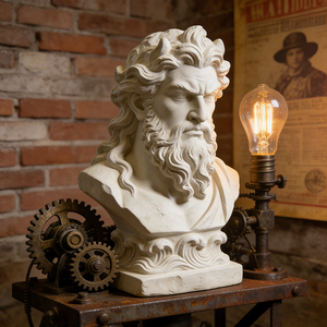 Busto de <span class=keywords><strong>Zeus</strong></span> con Efecto Mármol, Escultura Elegante Pintada a Mano en Resina para Fuente de Exterior, Pieza Decorativa - Product Image 3