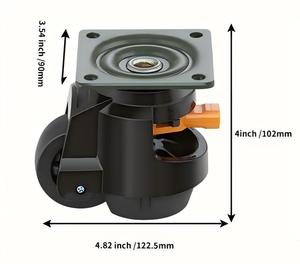 Rueda Giratoria Retráctil Ajustable Negra con Soporte de Placa, Rodamiento de Nylon, Capacidad de Carga de 40 kg para Movimiento Industrial - Product Image 6