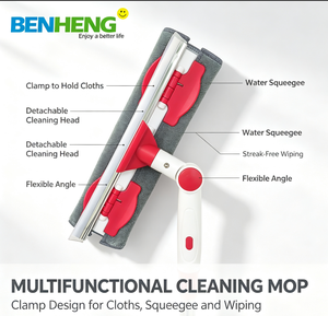 Kit 2 in 1 per la Pulizia di Finestre in Acciaio Inossidabile e Plastica con Asta di Prolunga e Tergivetro a Manico Lungo per <span class=keywords><strong>Vetri</strong></span> Doccia e Pavimenti - Product Image 5