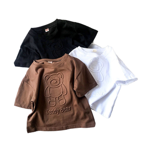 Nouveaux T-shirts pour enfants en coton/polyester à manches courtes, couleur unie, décontractés, tricotés, pour garçons, vente en gros - Product Image 1