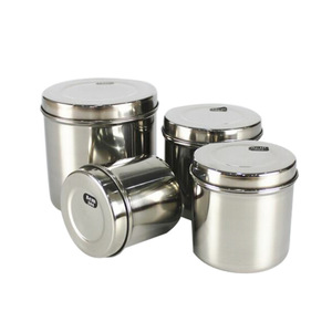 Contenants à pommade en acier inoxydable 8cm 9cm 10cm 12cm, pots de rangement cosmétiques ronds pour thé, aliments et médicaments - Product Image 2