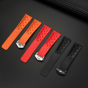Bracelet de montre en silicone respirant de 22 mm pour Tag <span class=keywords><strong>Heuer</strong></span> F1 CAZ201 WAZ2113 CAZ1010, bracelet en caoutchouc souple avec fermoir déployant - Product Image 5