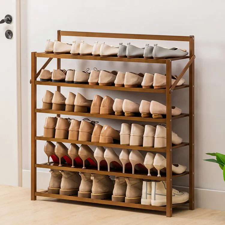 Складная стойка для обуви, онлайн-продажа, складная бамбуковая стойка, органайзер для хранения, деревянная стойка для обуви для магазина