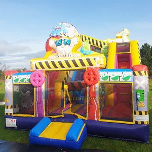 Castillo inflable gigante para fiestas infantiles al aire libre con tobogán, combo de juegos inflables con temática de científico loco. - Product Image 3