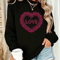 Transfert de strass personnalisé en forme de cœur, transfert de strass thermocollant pour t-shirts