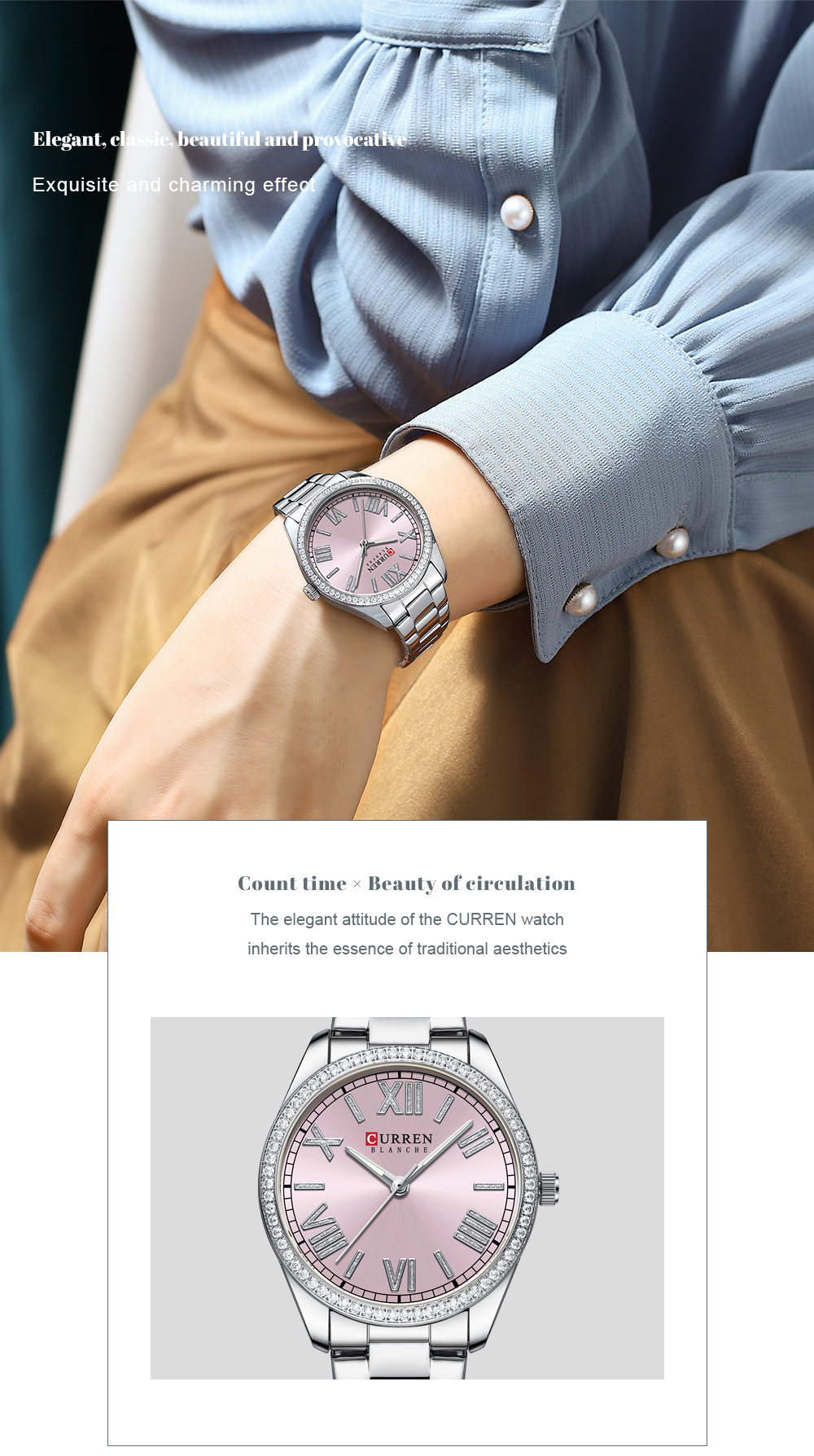 CURREN – montres de luxe pour femmes, montre-bracelet à Quartz et diamant pour dames et filles, mode, étanche, horloge
