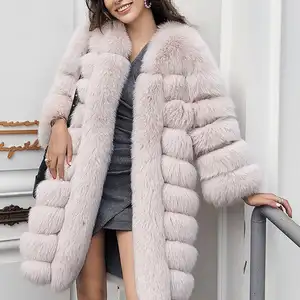 Furry Coat Luxury Long Genuine Fur Overcoat Ladies Sexy Winter Thick Warm Real Fox Fur Jacket For Women