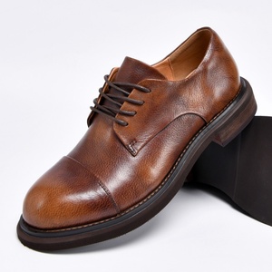 Zapatos Casuales de Alta Calidad, Hechos a Medida, de Cuero Genuino de Primera Calidad, con Punta Redonda y Cordones, Estilo Clásico, que Aumentan la Estatura - Product Image 2