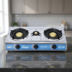 Estufa de Gas de Acero Inoxidable con 3 Quemadores, Encendido Piezoeléctrico, Control de Perilla y Protección Contra Apagado de Llama para Cocina - Product Image 1