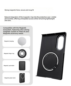 Casing Ponsel Lipat 8 Wide Serat Karbon Magnetik Wireless Charging Bumper Cover Mewah Warna Solid Anti Guncangan Anti Sidik Jari - Product Image 5