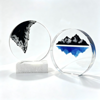 Trophée en bloc de marbre cristallin sablé 3D avec montagne enneigée à l'intérieur, gravure laser personnalisée, récompense pour un exploit majeur, plaque de récompense professionnelle