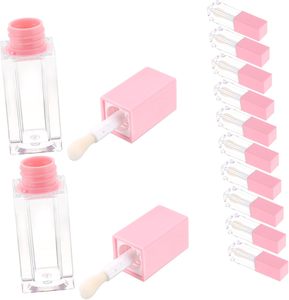 Tube de gloss à lèvres en plastique à livraison rapide avec brosse, lumière LED et miroir, logo personnalisé, rose, capacité 7 ml - Product Image 1