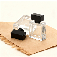 Flacon de parfum en verre carré avec pulvérisateur à col serti, 100 ml, 50 ml, fabrication sur mesure, prix d'usine