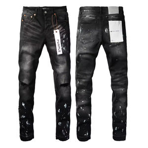 <span class=keywords><strong>Jeans</strong></span> da <span class=keywords><strong>Uomo</strong></span> di Marca Firmati di Alta Qualità Collezione 2025 Viola Blu a Gamba Dritta con Effetto Distressed e Lavaggio Stone Washed Vendita all'Ingrosso Taglie 28-38 - Product Image 3