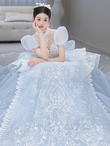 Abito da <span class=keywords><strong>sposa</strong></span> principale blu 2025 di alta qualità per le piccole spose moderno abito da ballo taglie forti ispirato alla principessa fuggitiva francese - Product Image 6