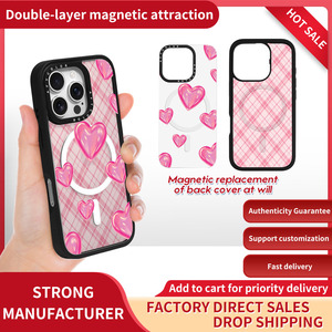 Custodia per telefono in acrilico con doppio magnete e logo personalizzabile per <span class=keywords><strong>iPhone</strong></span> 17 16 15 14 13, <span class=keywords><strong>cover</strong></span> posteriore magnetica rimovibile anti-caduta - Product Image 2