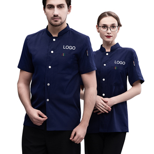 Venta al por mayor de abrigos OEM para hombre, ropa de trabajo para catering, camisas de manga corta, uniforme de cocina de LICRA para restaurante - Product Image 4