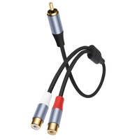 Câble adaptateur audio RCA Y 2 en 1 tressé en PVC de 0,5 m, 1 mâle 2 femelles, double blindage, pour amplificateur, caméra, TV, home cinéma