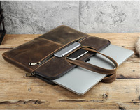 Sacoche pour ordinateur portable en cuir vieilli de 15 pouces avec fermeture éclair, en cuir de vachette vintage pour MacBook Pro/Air OEM