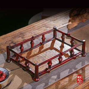 Bamboo <b>Tea</b> <b>Tray</b> Lacquered Composite Chinese Antique Style Storage <b>Tray</b> For <b>Tea</b> Set Serving Scholar Use - Product Image 2
