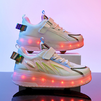 Nouvelles chaussures à roulettes brillantes, respirantes, en mesh, à 4 roues rétractables avec frein pour adultes