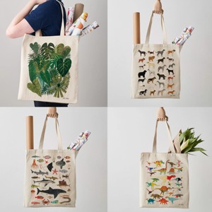 Bolsas de Compras Ecológicas de Algodón Orgánico Reciclado Personalizadas al por Mayor para Mujer, Bolsa de Mano de Lona y Cuero - Product Image 3