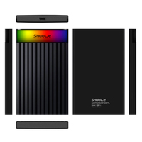 Casing HDD/SSD Portabel SHUOLE dengan Protokol UASP Tipe C, Casing Hard Disk SATA 2.5 Inci dengan Lampu RGB