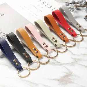Hot Selling Wholesale Metal Strap Promotional Gift Key Holder Custom Luxury Colorful PU Leather Keychain With logo