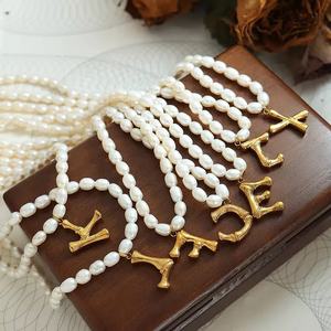 Luxurious Initial <strong>Pendant</strong> Handmade Freshwater <strong>Pearl</strong> Letter <strong>Necklace</strong> for Women Jewelry - Product Image 2