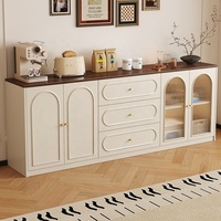 Buffet à deux tons crème avec porte vitrée et tiroirs de rangement, table console pour salon, cuisine, entrée, meubles de maison