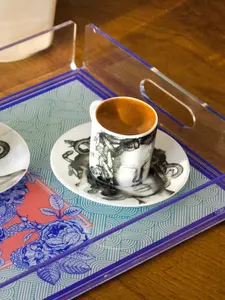 Juego de <span class=keywords><strong>bandeja</strong></span> y posavasos de flores acrílicas hechas a mano, tetera y <span class=keywords><strong>bandeja</strong></span> de perfume para regalo - Product Image 3