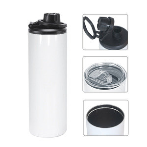 sublimation 20oz double wall stainless steel straight cylinder sports vacuum insulated thermos water bottles flask with lid