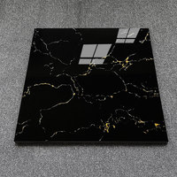 Élégant 600x600mm Noir et Or Veines Marbre Motif Luxe Poli Carrelage de Sol en Porcelaine pour Salle de Bains Moderne Hall Mall