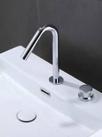 Robinet de lavabo créatif tout en cuivre à poignée unique avec rotation à 360°, à poser sur le comptoir, à double trou, avec cartouche céramique, pour lavabo et toilettes