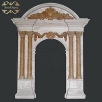 Porte surround en pierre à bois massif, cadre de porte en marbre, jeu de soleil, sculpté, pour villa haut de gamme