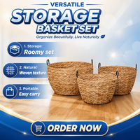 Panier de rangement empilable en jonc de mer écologique et créatif, boîte de rangement tressée multi-usages pour la maison, panier à linge rond pour articles divers