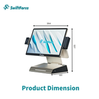 Terminal POS Plegable y Giratorio con Pantalla Dual Android de 15.6"+10.1" (Plateado Champán) para Restaurante y Comercio Minorista, Gran Venta