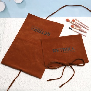 Custom Logo Printed Brown Velvet <b>Envelope</b> Jewelry Pouch Bow Luxury Flap Dustproof Square Snap Closure Faux Suede <b>Gift</b> Packaging - Product Image 3