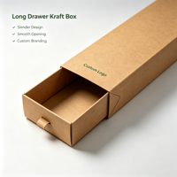 Boîte kraft longue sur mesure, acceptant les commandes d'échantillons, boîte coulissante recyclable pour emballage cadeau d'objets longs