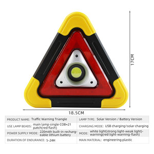 Triángulo de Advertencia de Tráfico Solar Recargable con Luz LED de Emergencia y Luz de Trabajo COB para Averías de Coche y Seguridad Vial - Product Image 2