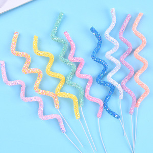 Ensemble chaud de 4 pièces bougies d'anniversaire torsadées spirale métallique Cupcake mince longues bougies de gâteau pour la décoration de fête de mariage d'anniversaire - Product Image 1
