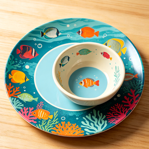 Ensemble de plats de service en mélamine style côtier, motif coquillage marin, <span class=keywords><strong>pour</strong></span> la restauration et les fêtes de fruits de mer - Product Image 4