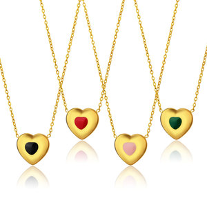 Collar de Joyería con Colgante de Corazón en Acero Inoxidable 316L, Chapado en Oro de 18k, Resistente al Agua y al Deslustre, con Logotipo Personalizado para Mujer - Product Image 1