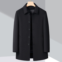 Manteau haut de gamme pour hommes d'âge moyen et âgés, manteau en laine pour l'automne et l'hiver, manteau en laine épais doublé de polaire pour hommes