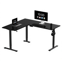 Bureau électrique en forme de L avec plateau en trois parties de 800x600mm, un moteur, réglage de la hauteur sur 2 niveaux, bureau d'ordinateur de bureau réglable en hauteur
