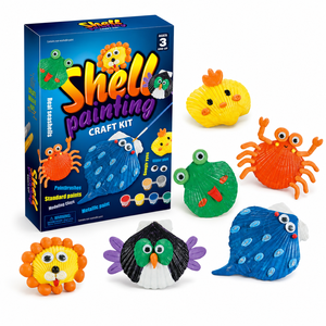 Kit de <span class=keywords><strong>peinture</strong></span> de coquillages EPT <span class=keywords><strong>pour</strong></span> enfants, ensemble d'activités créatives DIY avec peintures, argile, paillettes, colle, pinceaux et yeux boule. - Product Image 1