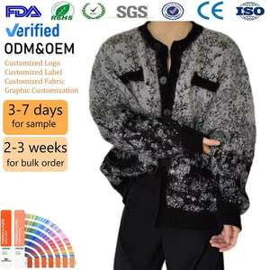 Pull en <span class=keywords><strong>mohair</strong></span> 100% pour homme, cardigan à dégradé <span class=keywords><strong>de</strong></span> couleurs, style rétro décontracté pour homme, pull en tricot pour homme, ODM&OEM, tricotage - Product Image 2