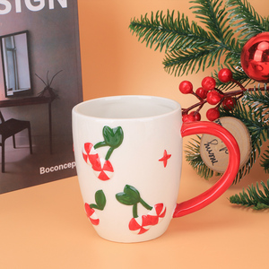 Juego de Tazas de Cerámica Navideñas Redeco Festive Novelty 3D con Diseño de <span class=keywords><strong>Hombre</strong></span> de Jengibre y Cereza, Asa de Bastón de Caramelo, Taza de Café para las Fiestas - Product Image 6
