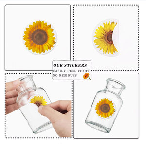 Self Adhesive Custom Flower Shaped Beautiful Design Kiss Cut Round Stickers on Roll - Product Image 2